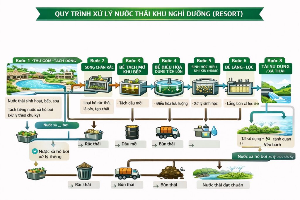 Quy trinh xư lý nước thải nhà hàng