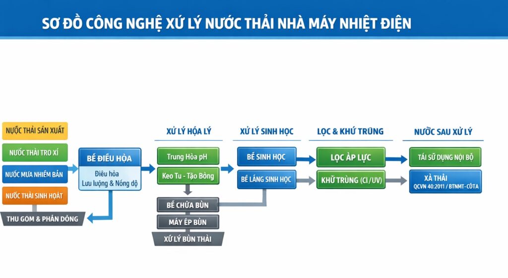 Quy trình xử lý nước thải nhiệt điện