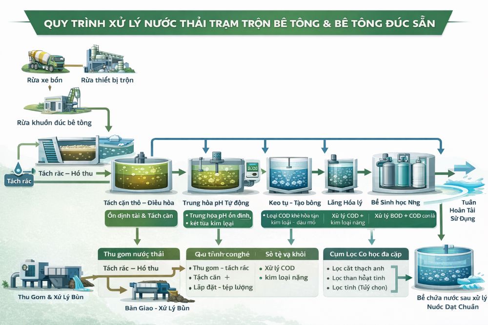 Xử lý nước thải trạm trộn bê tông