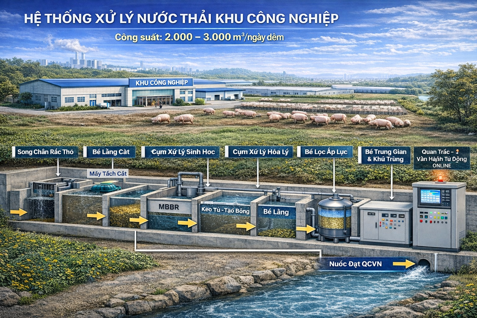 Quy trình xử lý nước thải khu công nghiệp