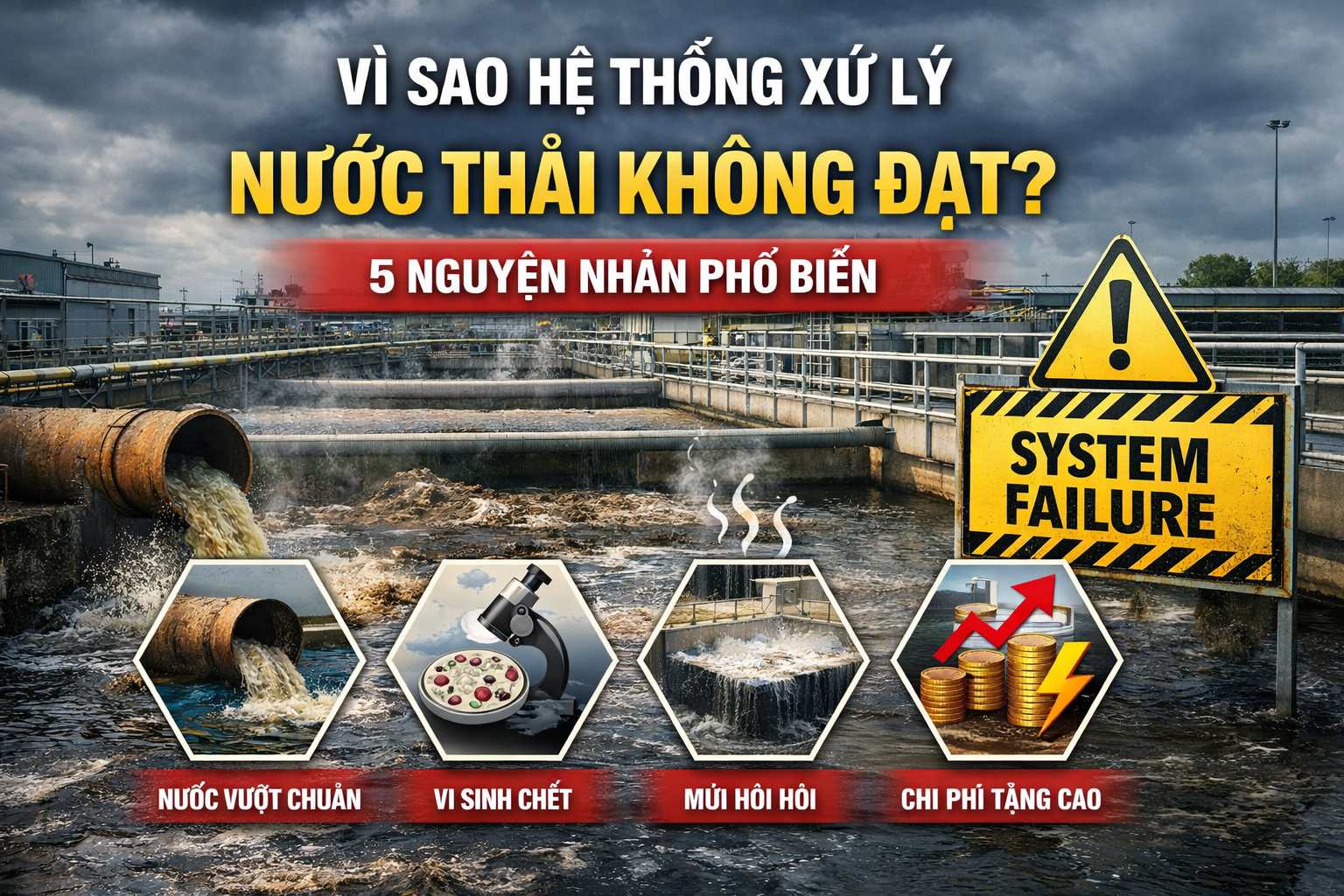 hệ thống xử lý nước thải không đạt